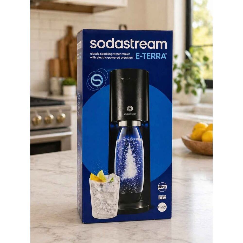 NEW SodaStream E-Terra Sparkling Water Maker Black – Electric Carbonator + CO2 + - Picture 2 of 8